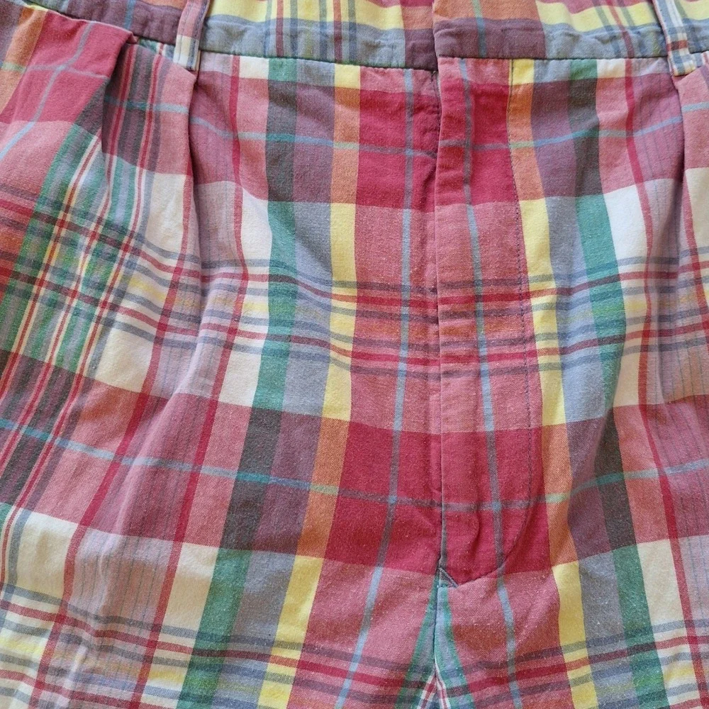 English Sports Shop Bermuda Madras Plaid‎ Mens Pleated Shorts Pink 42